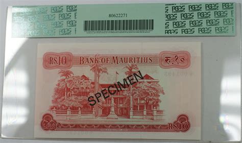 Banknoten Rupee Bank Of Mauritius Specimen Note Scwpm C Cs