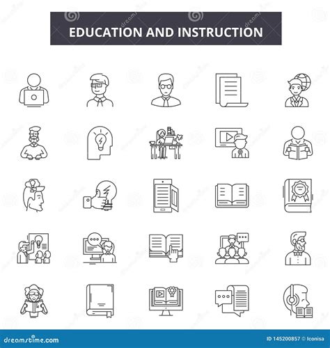 Education And Instructions Line Icons Signs Vector Set Outline Illustration Concept Stock