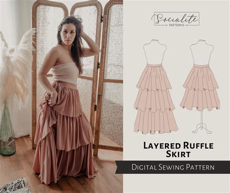 Layered Ruffle Skirt Pattern Women S PDF Printable And Etsy UK