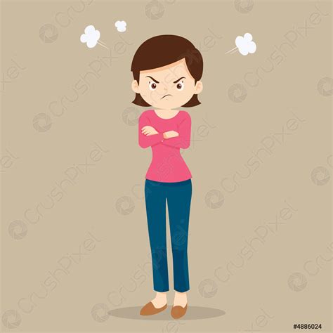 Angry Woman Arms Crossed Stock Vector Crushpixel