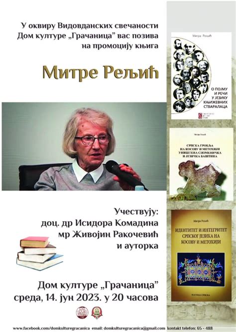 Дом културе „Грачаница организује представљање књига уважене проф др