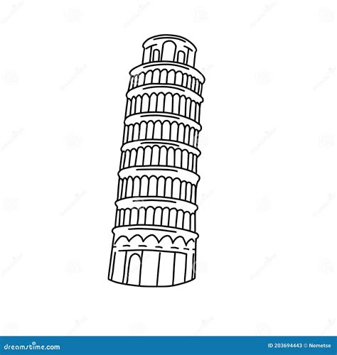 Leaning Tower Of Pisa Line Art Stock Vector Illustration Of Leaning