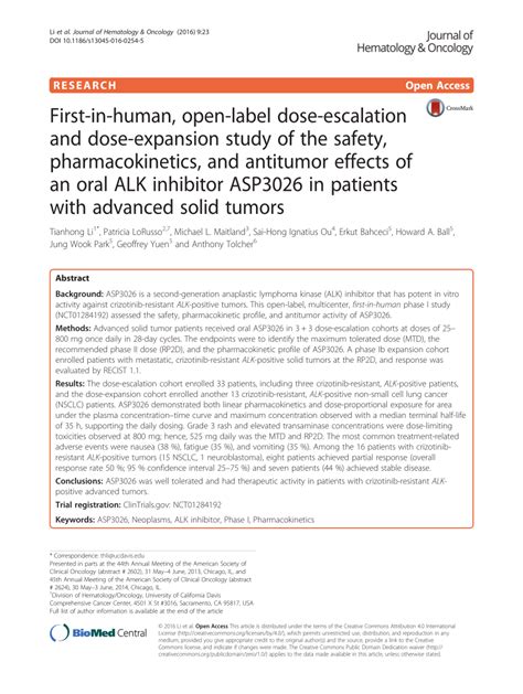 Pdf First In Human Open Label Dose Escalation And Dose Expansion