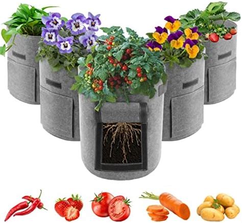 Potato Grow Bag 5 Pack 10 Gallon Plant Bags Breathable Garden Growing