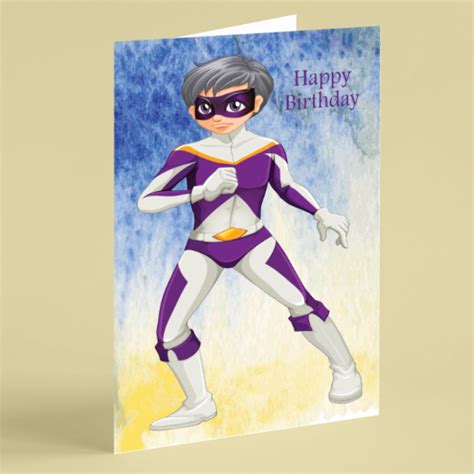 Boy superhero birthday card - Beebooh