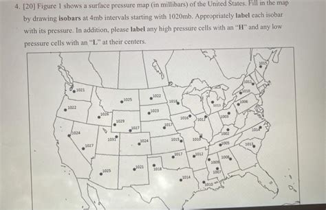 Solved 4. [20] Figure 1 shows a surface pressure map (in | Chegg.com