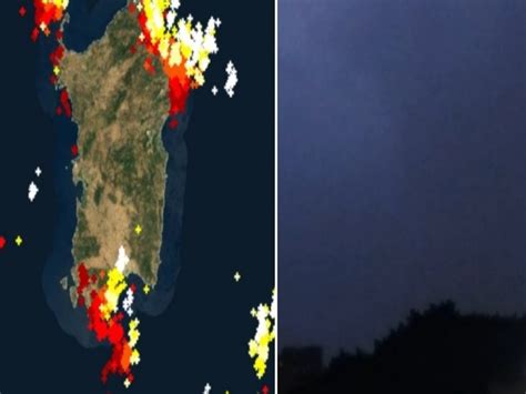 Maxi Acquazzone E Tempesta Di Fulmini Su Cagliari Cielo Illuminato A