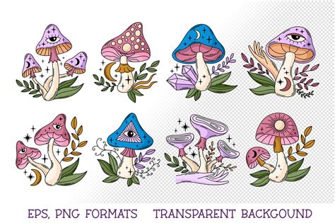 Mystical Mushroom Clipart Magic Mushrooms Sublimation PNG By ArtFM