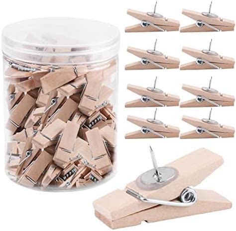 Push Pin Clips Holzklammern mit Stecknadeln 50 Stück Stecknadeln