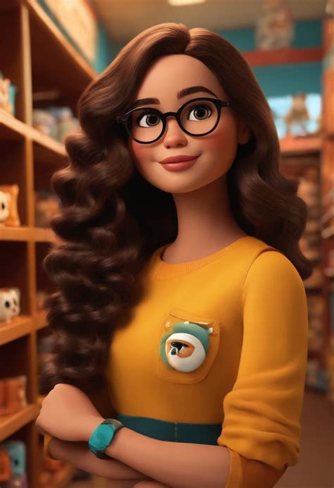 Crea Un Personaje Femenino Al Estilo Pixar Dentro De Una Tienda De