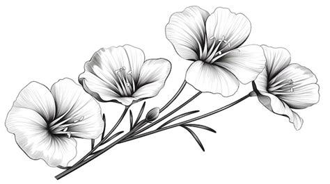 Premium Photo Flax Flower Graphic Black White Isolated Sketch