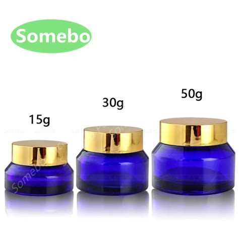 10pcs Lot High Quality 15G 30G 50G Blue Glass Jars Blue Cream Jars