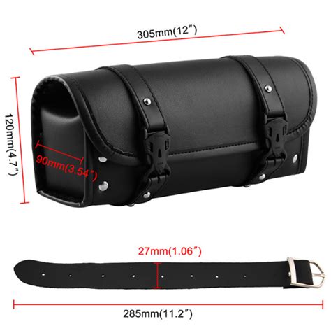 Universal Leather Motorcycle Tool Bag Handlebar Saddlebag Roll Barrel