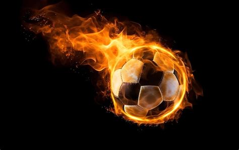 Premium AI Image A Soccer Ball Is Burning With Flames On It