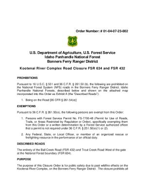 Fillable Online U S Department Of Agriculture U S Forest Service