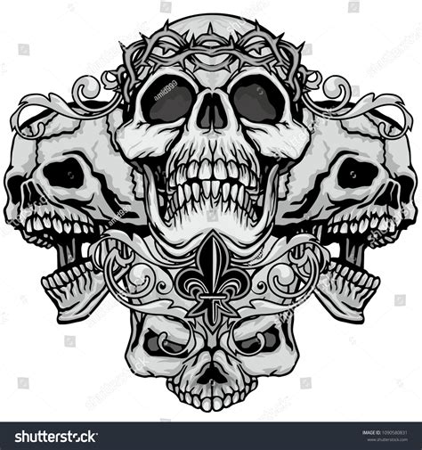 Gothic Coat Of Arms With Skull Grunge Vintage Royalty Free Stock