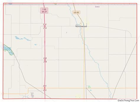 Map of Worth County, Iowa - Thong Thai Real