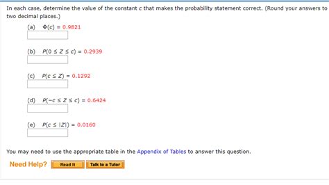 Solved In Each Case Determine The Value Of The Constant C