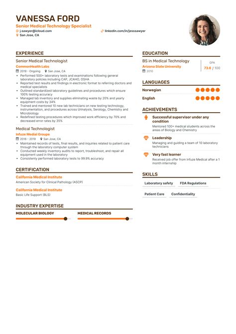 Medical Technologist Resume Examples Guide For