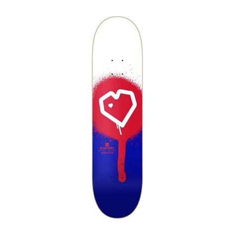 Blueprint Spray Heart Skateboard Deck Red Blue Nomadeshop