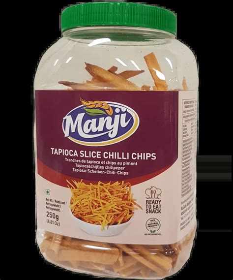 Manji Tapioca Slice Chilli Chips 250 G Indian Food Store