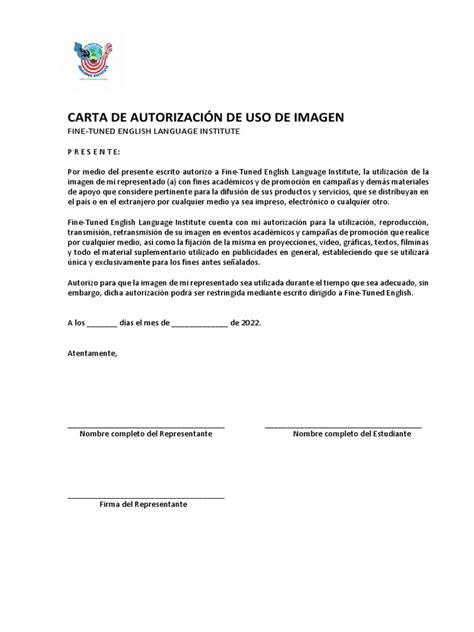 Carta De Autorización De Uso De Imagen Pdf