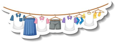 Clothes hanging on clothesline 5094130 Vector Art at Vecteezy