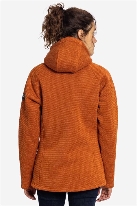 Fireplace Gef Tterte Strickfleecejacke F R Damen Orange Burntochre