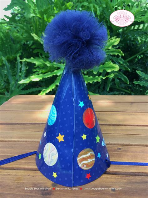 Outer Space Birthday Party Hat Honoree Boy Girl Planets Astronaut