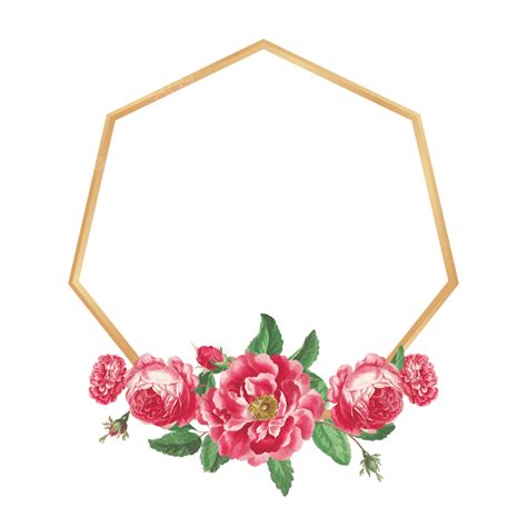 Gold Frame Hexagon Vector Hd Png Images Rose Frame Hexagon Rose