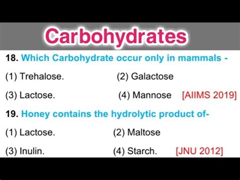 Carbohydrates Mcq Biochemistry Mcq With Answers Youtube