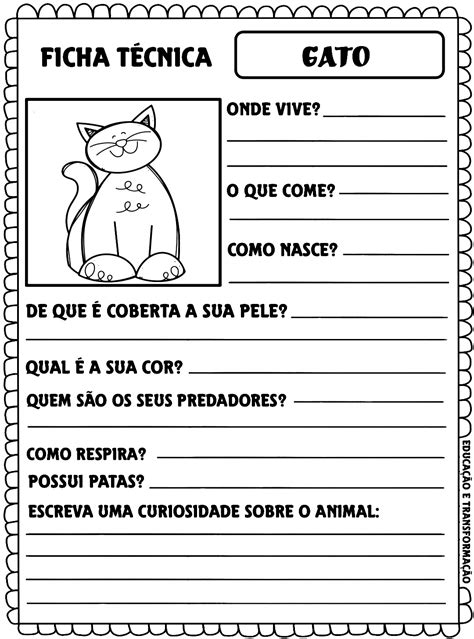 Blog Educa O E Transforma O Cole O Ficha T Cnica Dos Animais