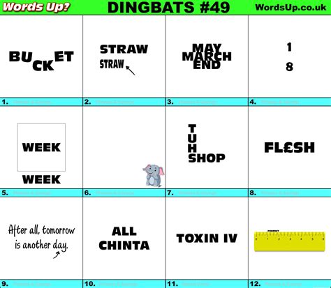 Dingbats Quiz #49 » Find the answers to over 730 Dingbats! » Words Up Games