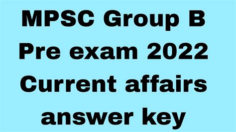 Mpsc Group B Pre Exam Current Affairs Answer Key Mpsc