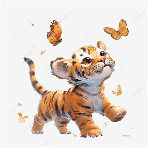 Watercolor Baby Tiger Cute Tiger Baby Tiger Sublimation Png