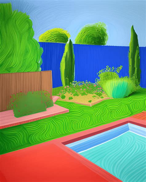 David Hockney Style Summer Mood Tone Painting Backyard More Space