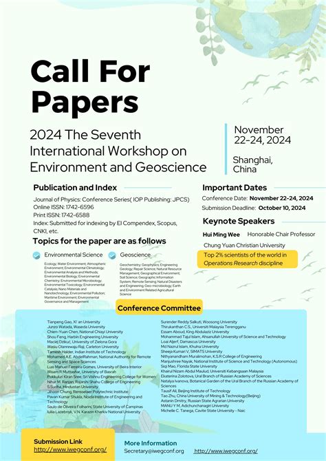 The Seventh International Workshop On Environment And Geoscience Iweg 2024