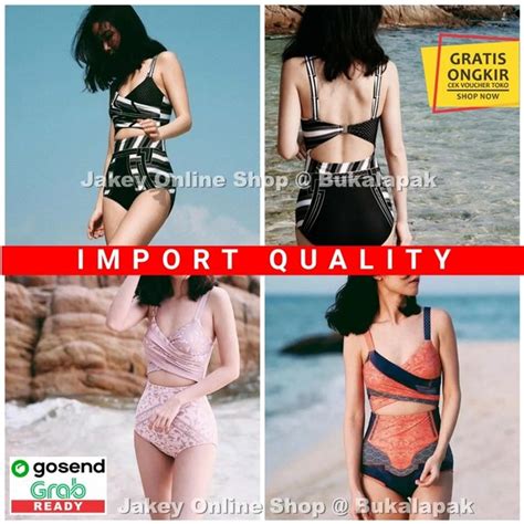 Jual Baju Renang Wanita Cewe Perempuan Model Retro Thailand Bikini One