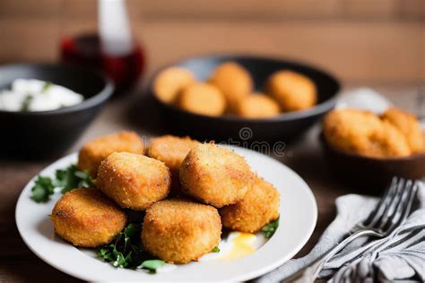 Croquetas Typical Spanish Fried Food Served with Sauce on a White Plate Stock Photo - Image of ...