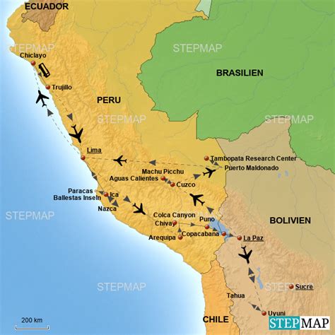 Stepmap Peru Bolivien Landkarte F R S Damerika