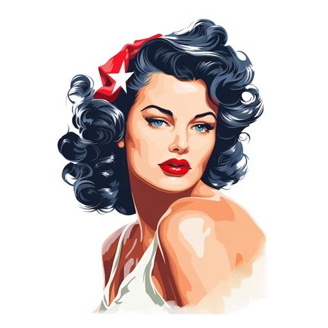 Bella chica pin up americana mujer mujer estilo de arte de ilustración