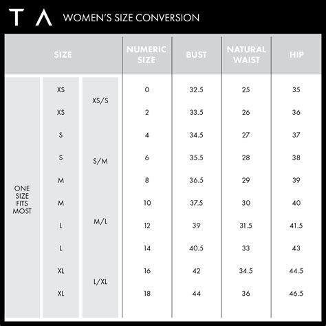 Men S To Women S Clothing Size Conversion Chart