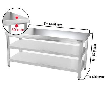 Table De Travail En Inox Premium X Mm Avec Tablette De Base