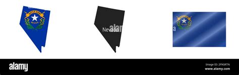 Nevada Us State Map With Masked Flag Detailed Silhouette Waving Flag Vector Illustration