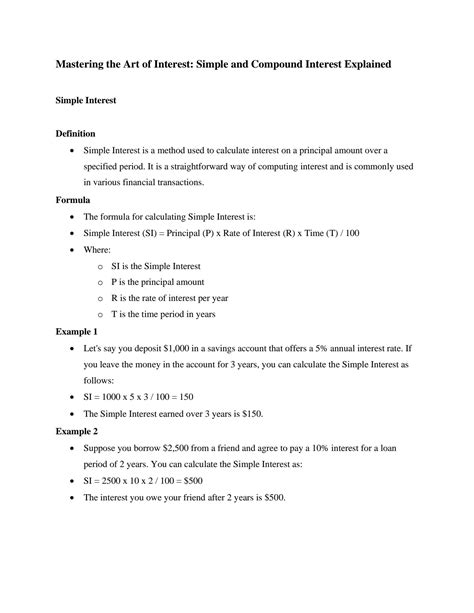 SOLUTION: Simple and compound interest explained - Studypool