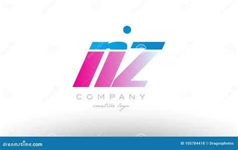 Nz N Z Alphabet Letter Combination Pink Blue Bold Logo Icon Design