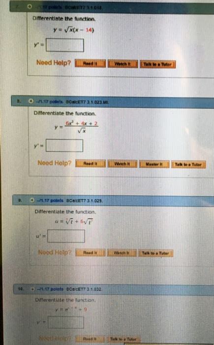 Solved Differentiate The Function Y Squareroot X X 14