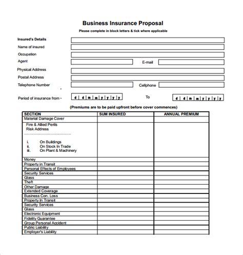 Free 14 Sample Insurance Proposal Templates In Excel Pdf Ms Word