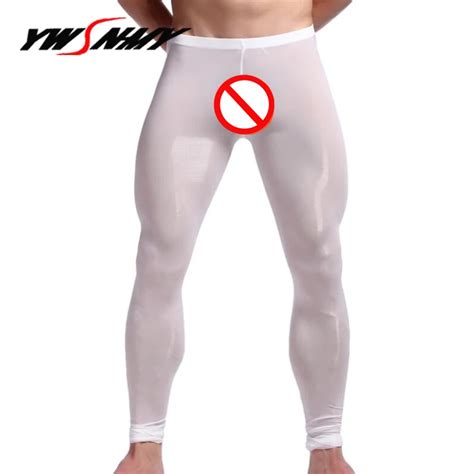 New Men S Brand Sexy Nylon Transparent Long Johns Homme Lce Silk Sheer