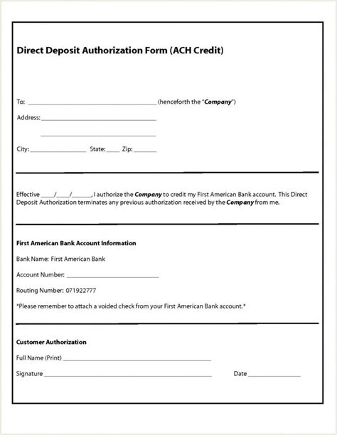 Browse Our Image Of Ach Deposit Authorization Form Template For Free